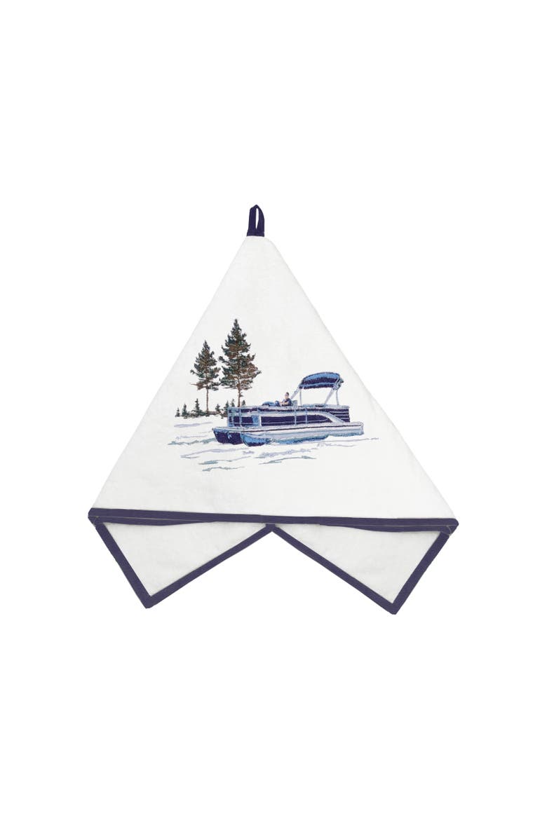 Pontoon Lake Terrycloth Kitchen and Bathroom Towel, Main, color, Blue