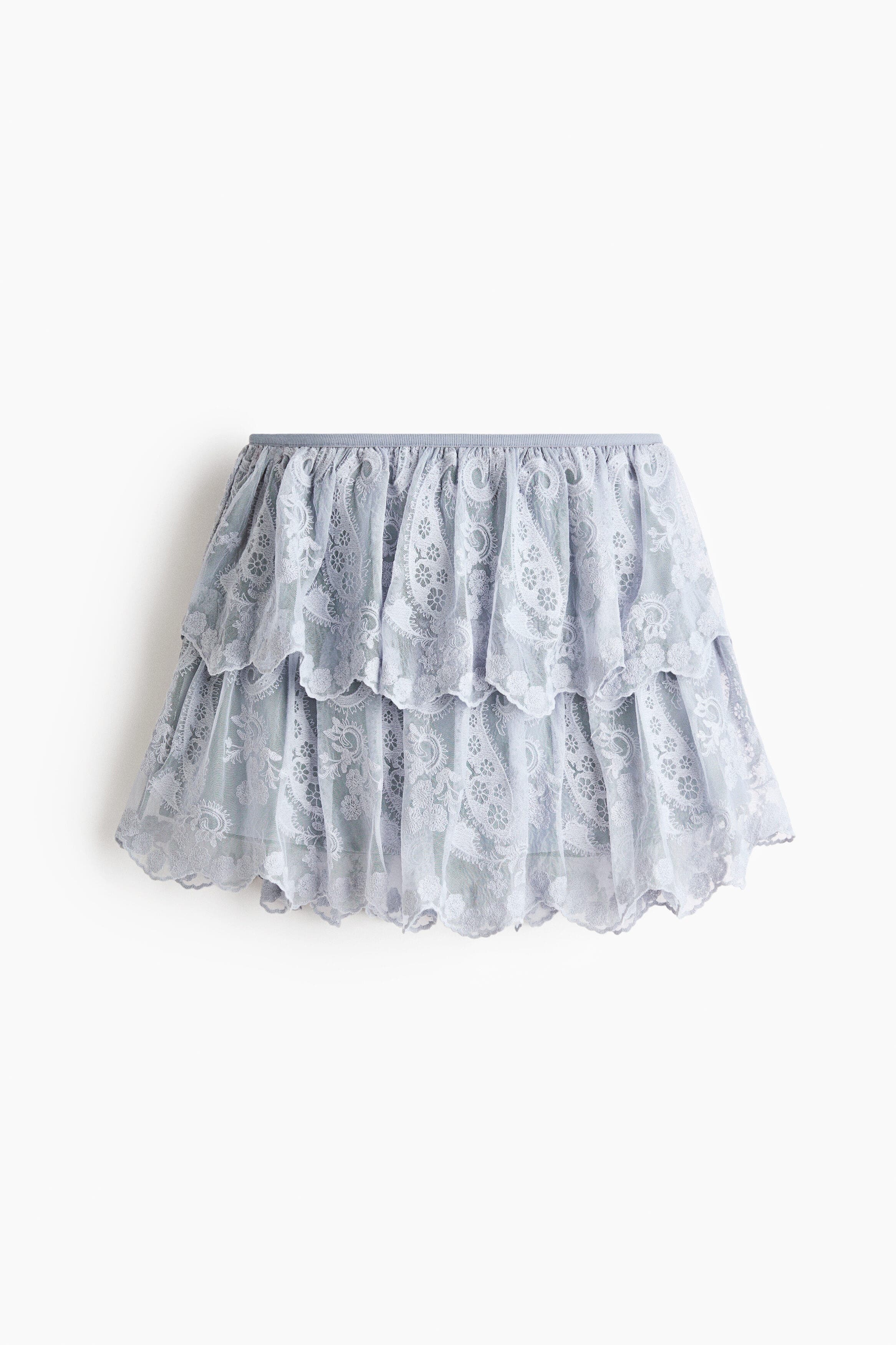 Embroidered Tiered Skirt