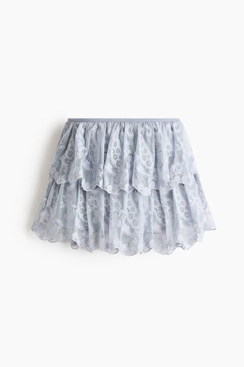 Embroidered Tiered Skirt