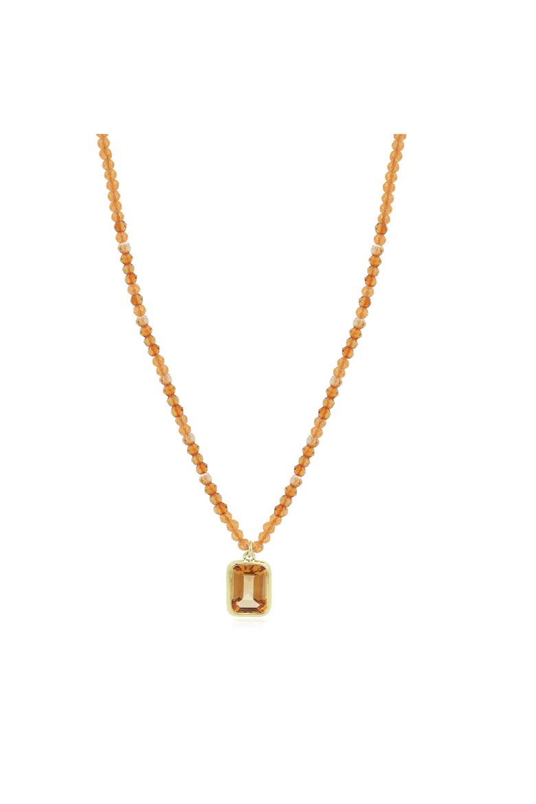 Citrine Bead Bezel Necklace, Main, color, Citrine