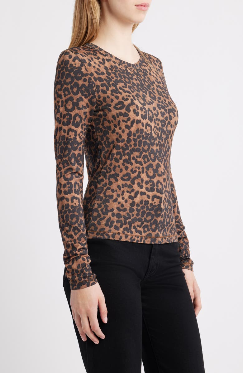 rag & bone Luca Print Long Sleeve Top, Alternate, color, Leopard