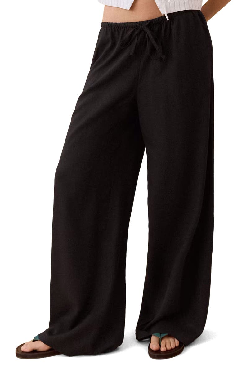 MANGO TEEN <p>Kids' Flowy Straight Leg Linen Blend Pants</p>, Main, color,