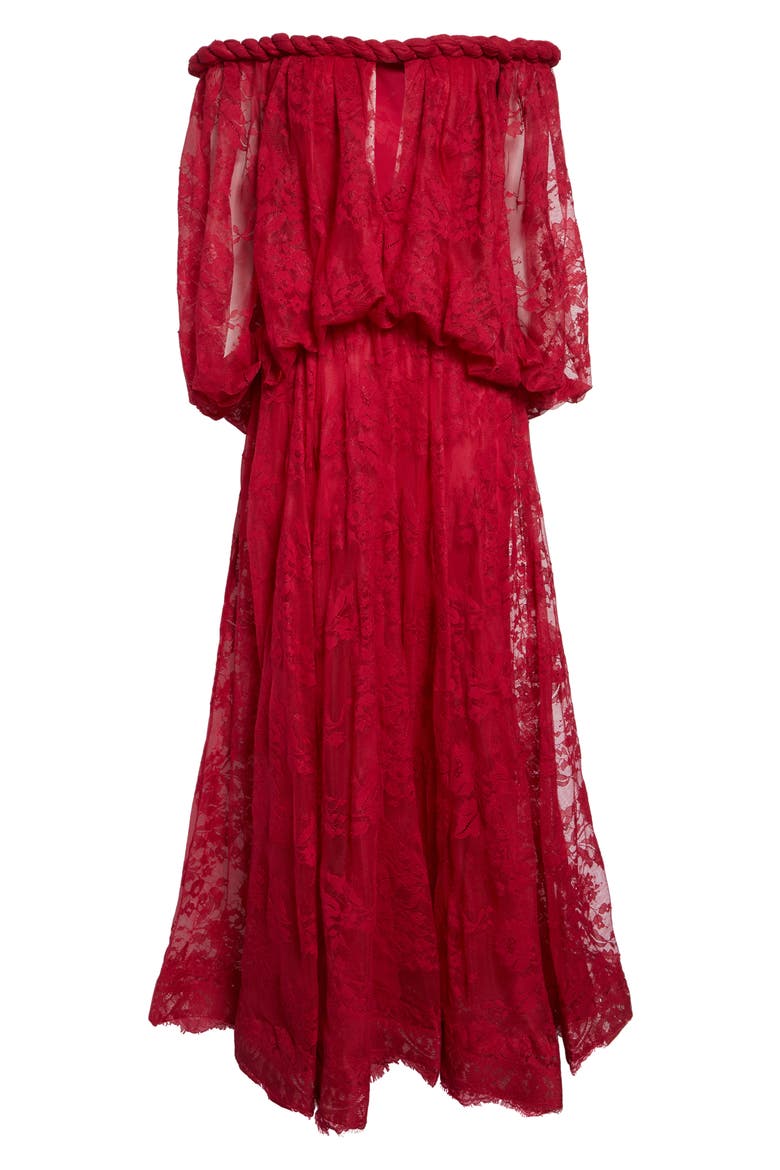 Luna Twist Lace Gown, Alternate, color, FUCHSIA