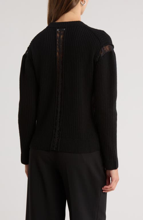 Simkhai Womens Wool Lace Trim Pullover Sweater In Black