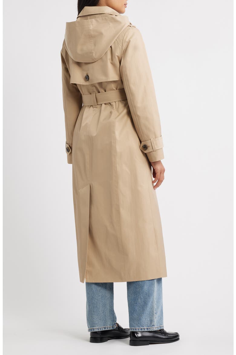 Hooded Single Breasted Maxi Trench Coat, Alternate, color, STONE