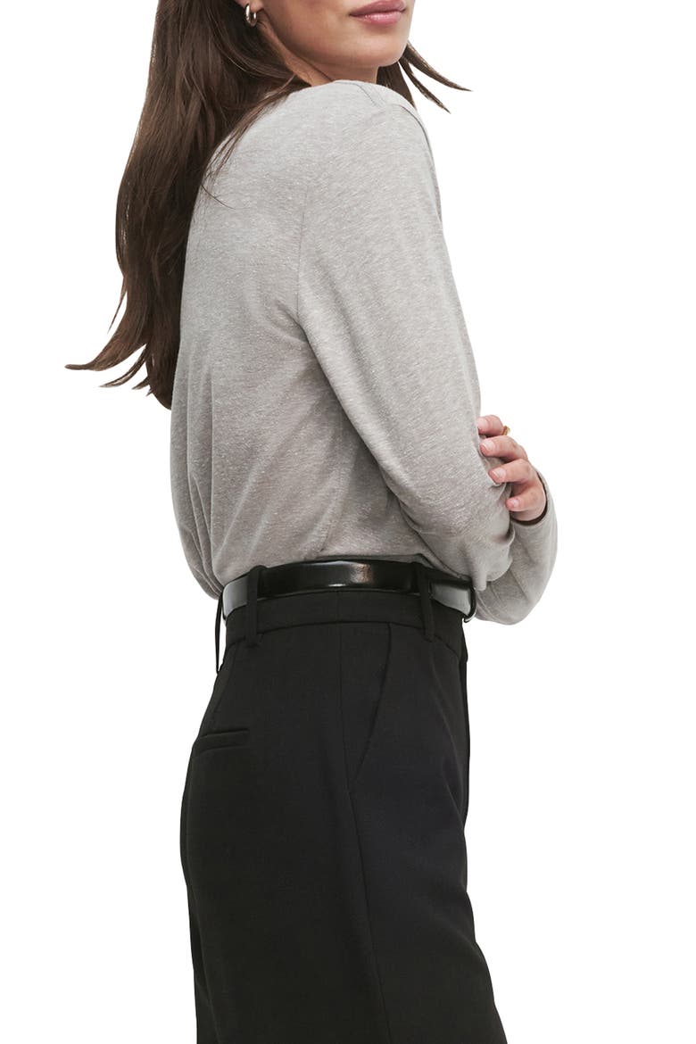 The Cropped Collegiate Long Sleeve Graphic T-Shirt, Alternate, color, HEATHER GREY/LIGHT