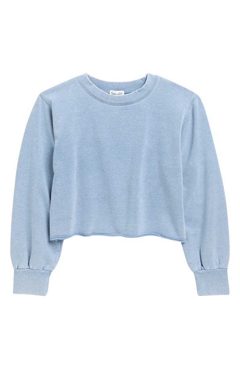 Splendid Kids' Frayed Hem Sweatshirt, Main, color, Light Indigo