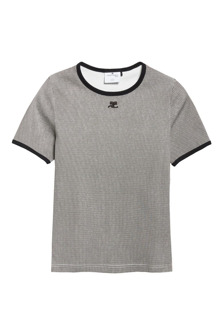 Houndstooth Check Contrast Trim Logo T-Shirt, Alternate, color, HOUNDSTOOTH/ BLACK