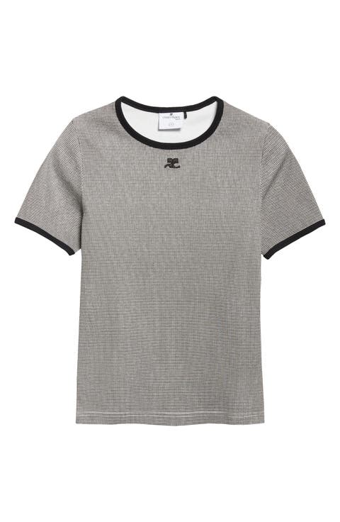 Houndstooth Check Contrast Trim Logo T-Shirt