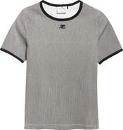 Courrèges Houndstooth Check Contrast Trim Logo T-Shirt