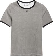 Courrèges Houndstooth Check Contrast Trim Logo T-Shirt
