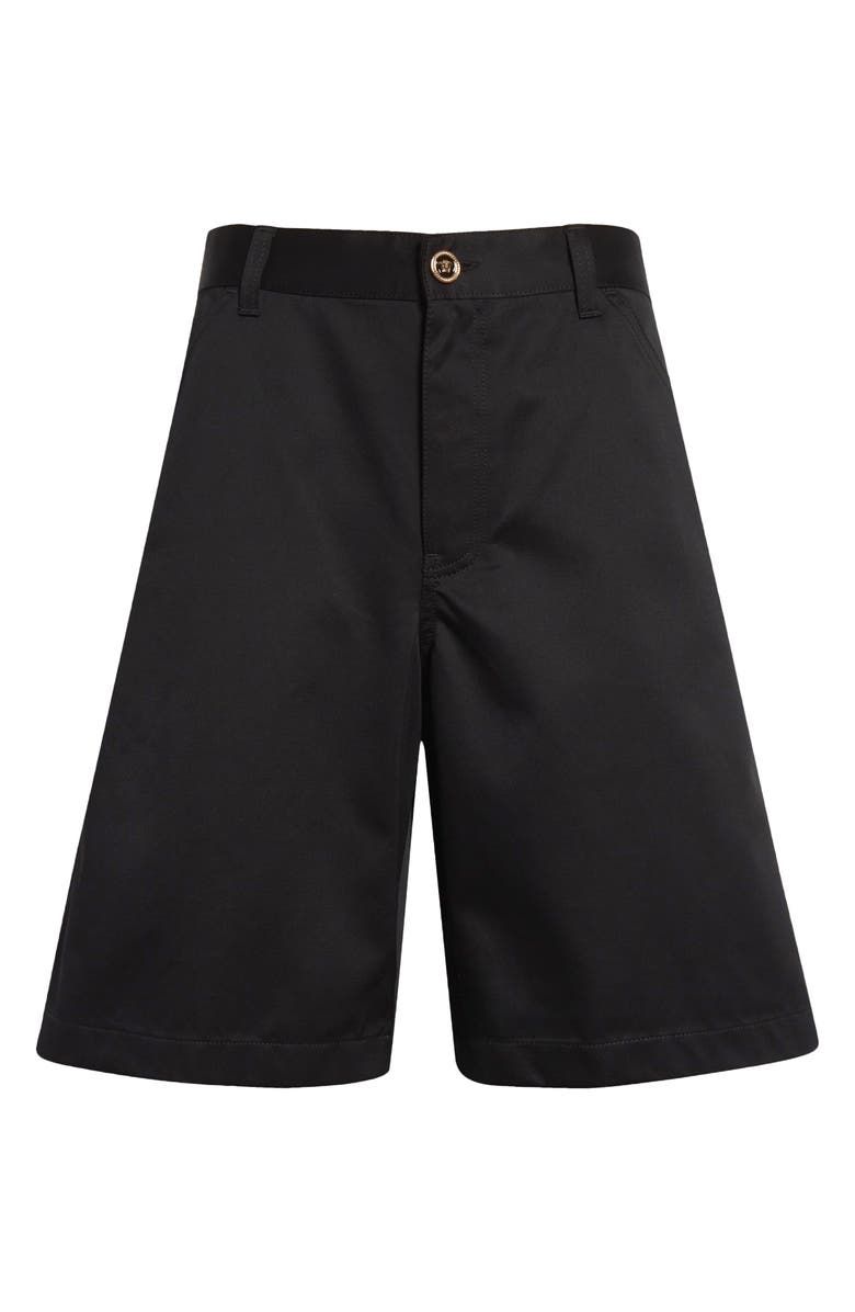 Versace Cotton Gabardine Cargo Shorts, Alternate, color, Black