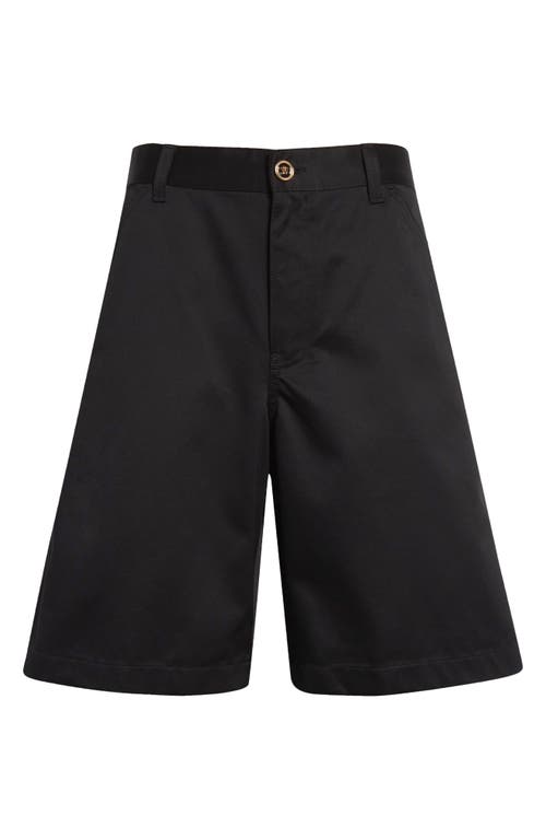 Versace Bermuda In Gabardine Nero Uomo In Black