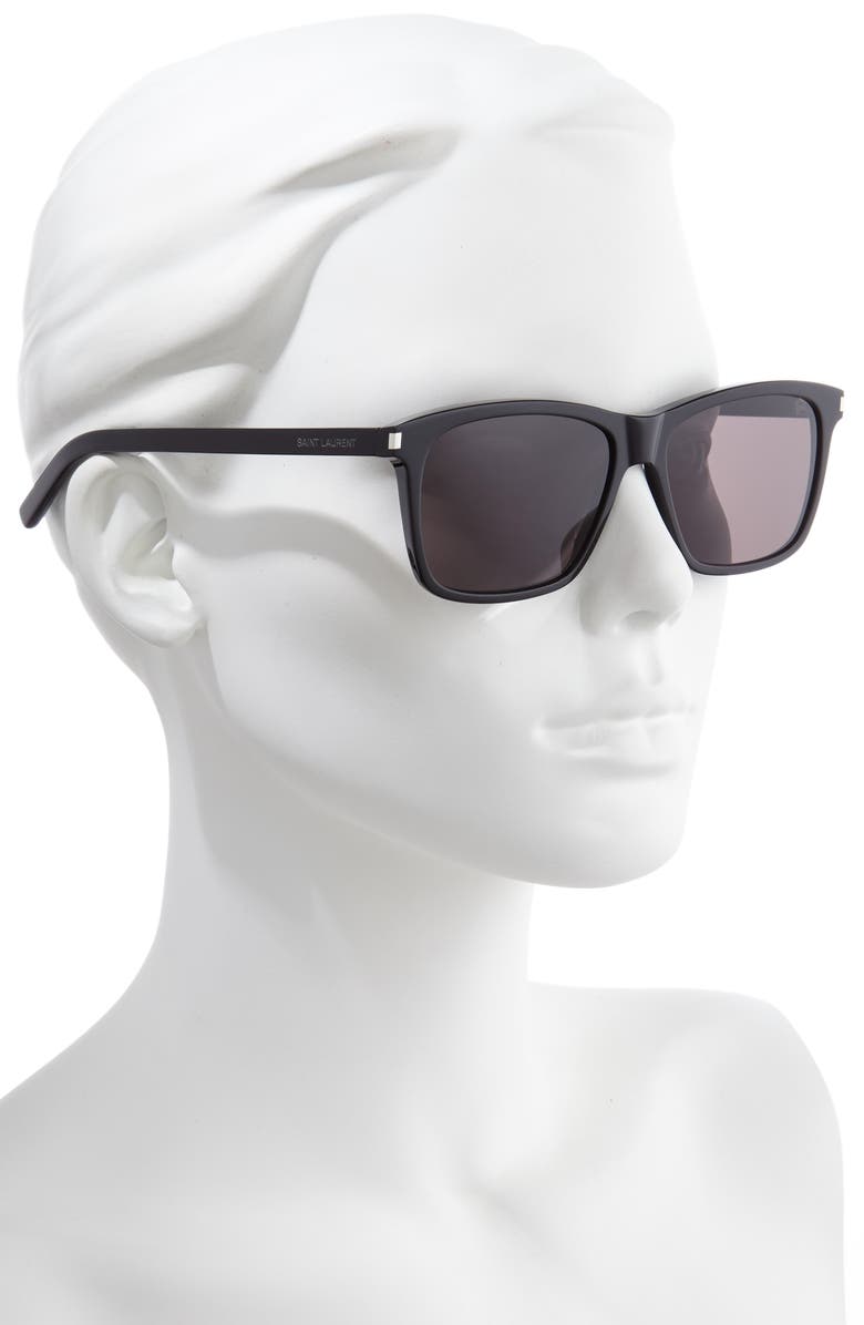 Saint Laurent 57mm Rectangle Sunglasses, Alternate, color, 