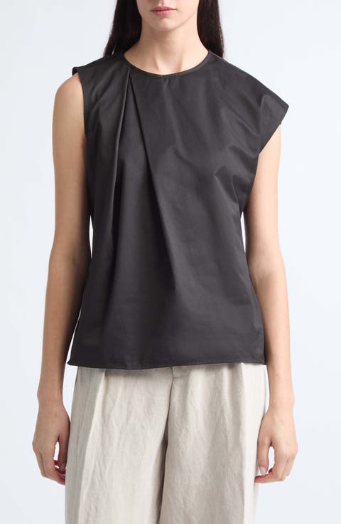 Sculptural Asymmetric Cotton Sateen Top