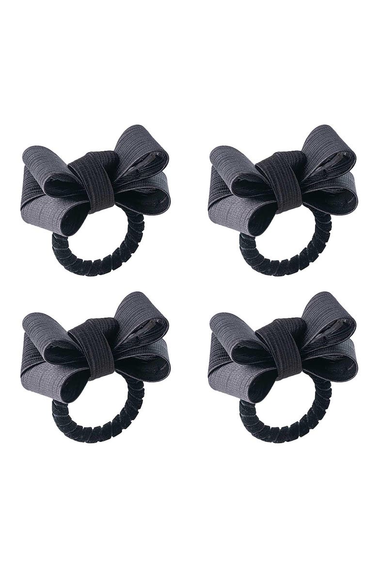 Tuxedo Set of 4 Napkin Rings, Main, color, BLACK