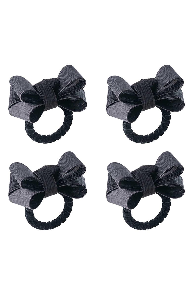 Juliska Tuxedo Set of 4 Napkin Rings, Main, color, Black