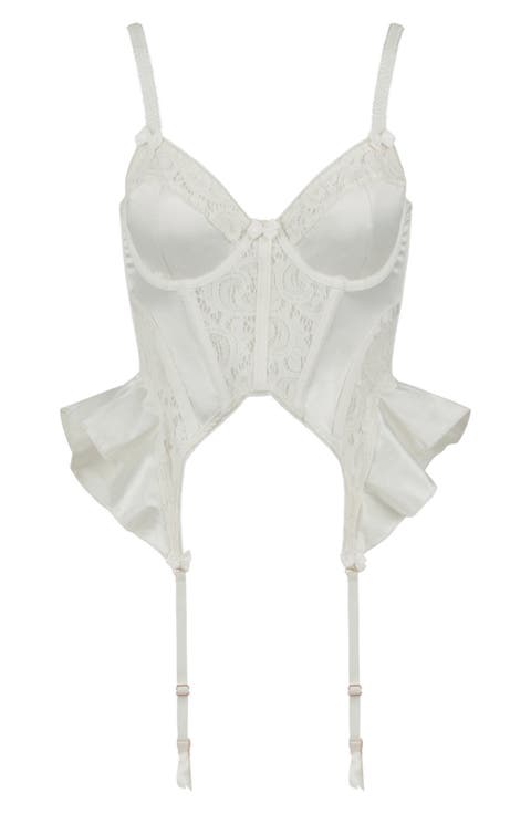 Lace Trim Satin Bustier