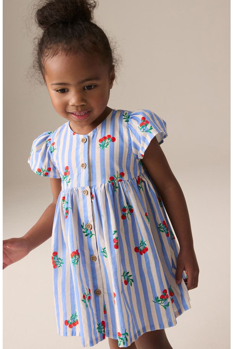 Kids' Fruit Stripe Cotton Party Dress, Alternate, color, BLUE