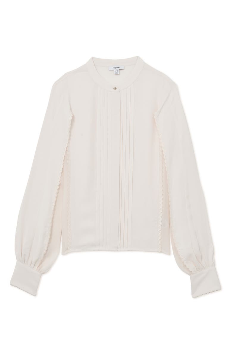 Reiss Maddie Pleated Button-Up Top, Alternate, color, Pale Pink