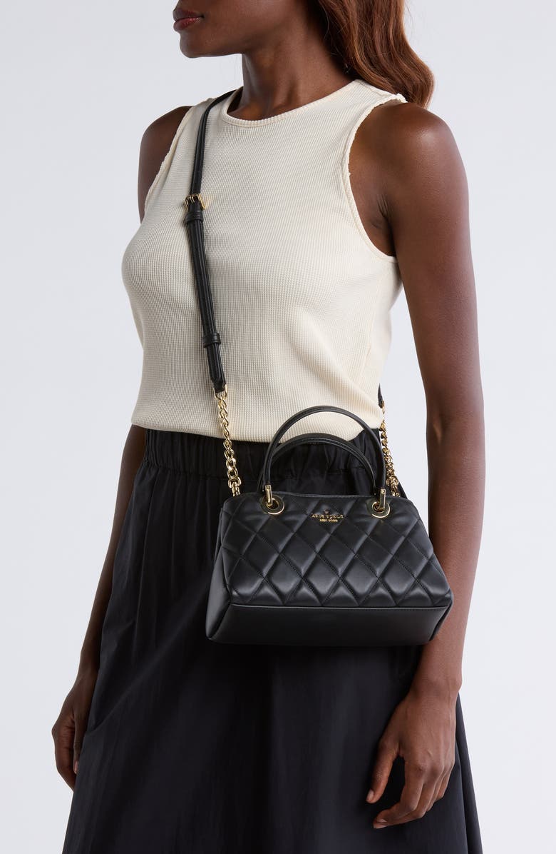 Kate Spade New York carey quilted leather satchel, Alternate, color, Black
