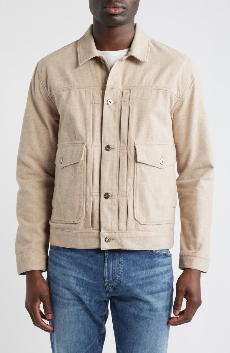 AG Sid Twill Trucker Jacket, Alternate, color, Melange Camel