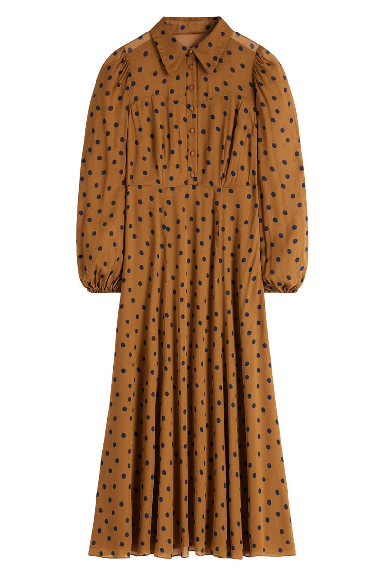 Painted Dot Sheer Yoke Shirt Dress, Alternate, color, HAZELNUT BROWN, PAINTED DOT