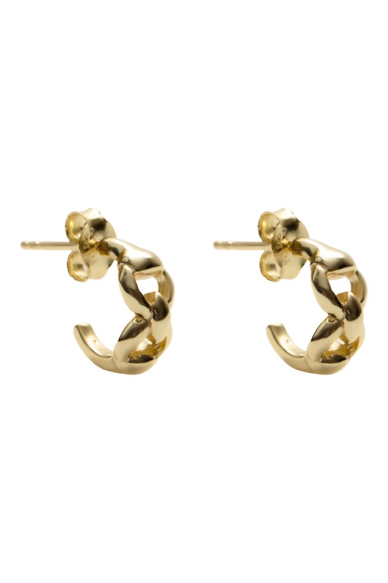 Mini Double Equestrian Link Hoop Earrings, Main, color, GOLD