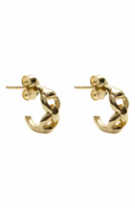 Argento Vivo Sterling Silver Mini Double Equestrian Link Hoop Earrings