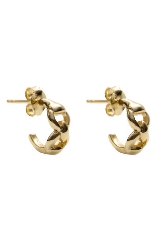 Argento Vivo Sterling Silver Mini Double Equestrian Link Hoop Earrings In Gold