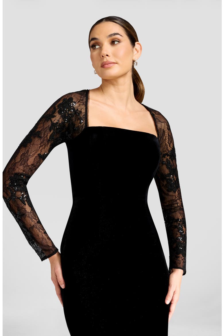Maxwell Long Sleeve Gown, Alternate, color, BLACK