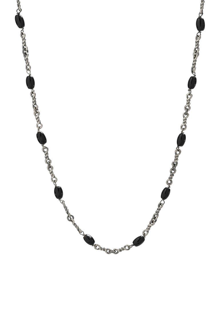 Men's Black Onyx Twisted Cable Chain Necklace, Main, color, SILVER