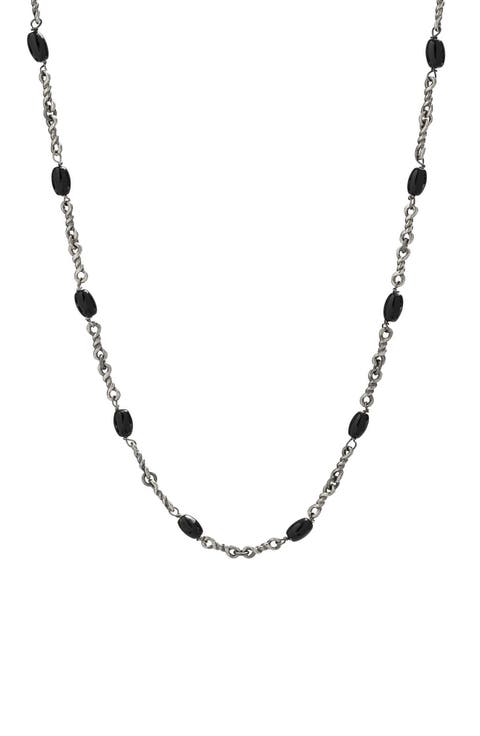Men's Black Onyx Twisted Cable Chain Necklace
