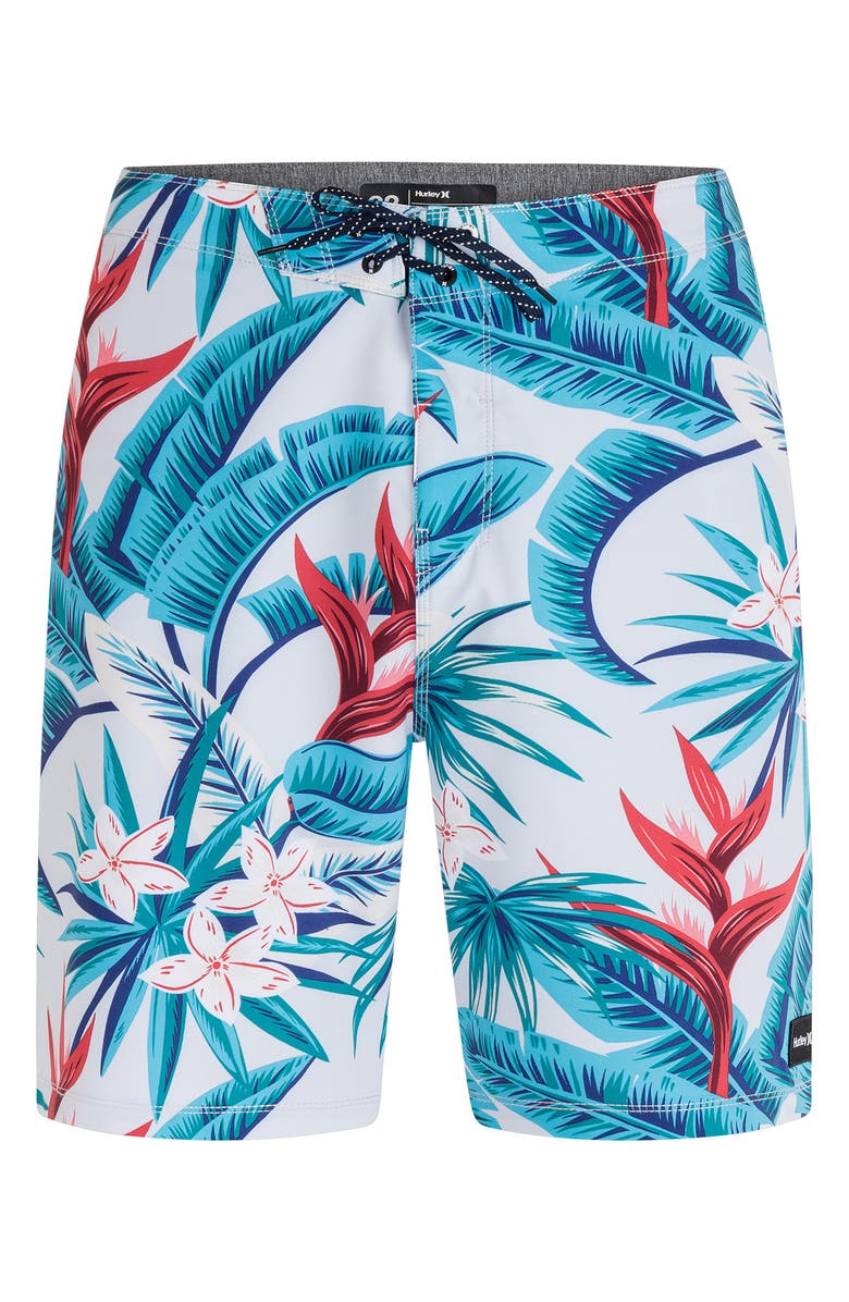 Hurley Print Swim Trunks, Alternate, color, Light Blue
