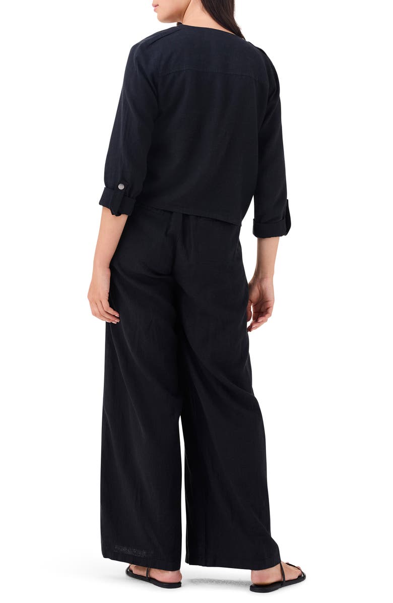 NIC+ZOE Rumba Linen Blend Moto Jacket, Alternate, color, Black Onyx