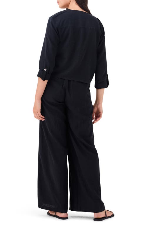 Nic + Zoe Rumba Linen Blend Moto Jacket In Black