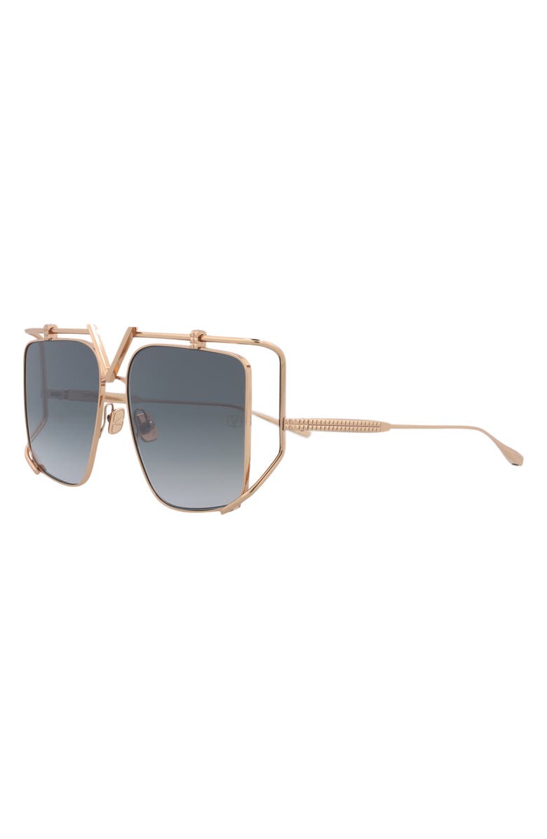 Valentino 59mm Square Sunglasses, Alternate, color, Gold Gold Grey