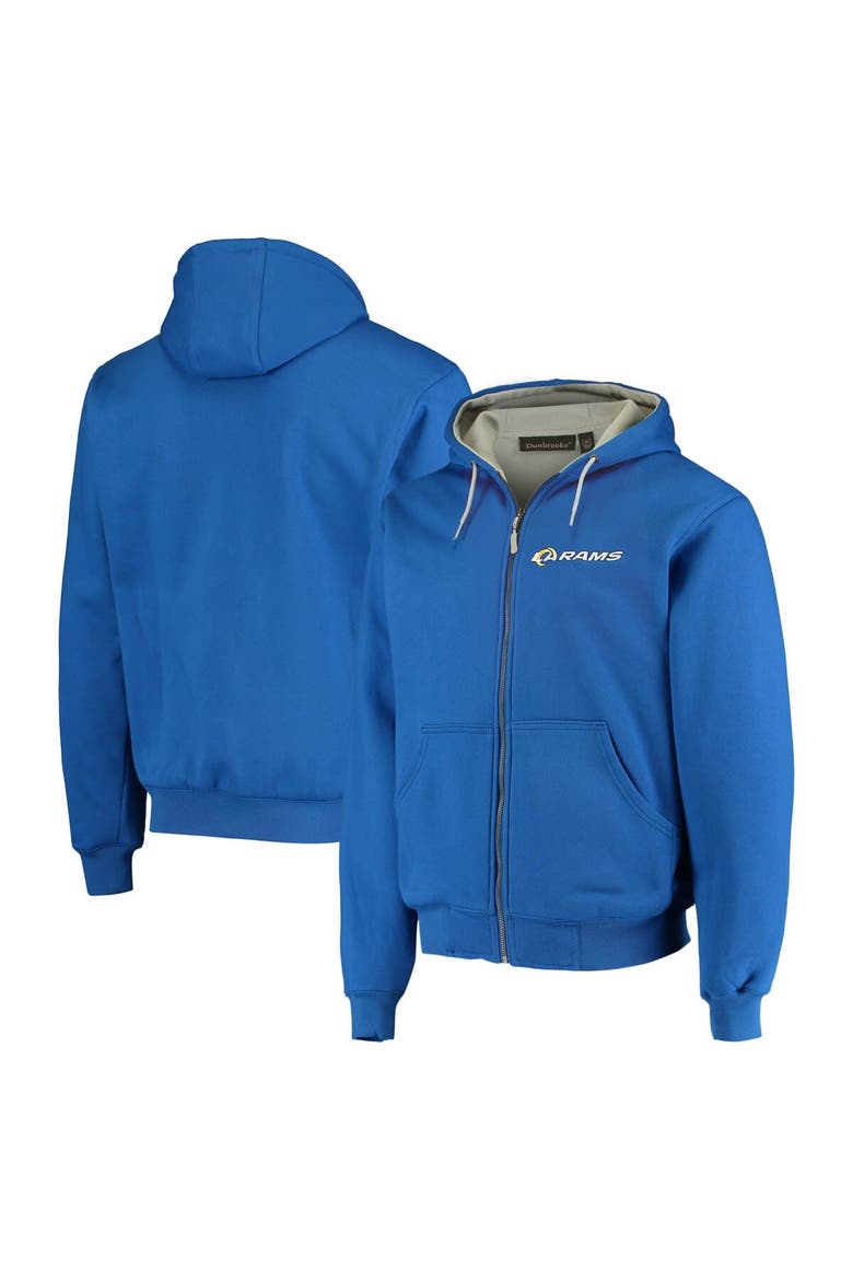 Men's Dunbrooke Royal Los Angeles Rams Craftsman Thermal-Lined Full-Zip Hoodie, Main, color, Royal