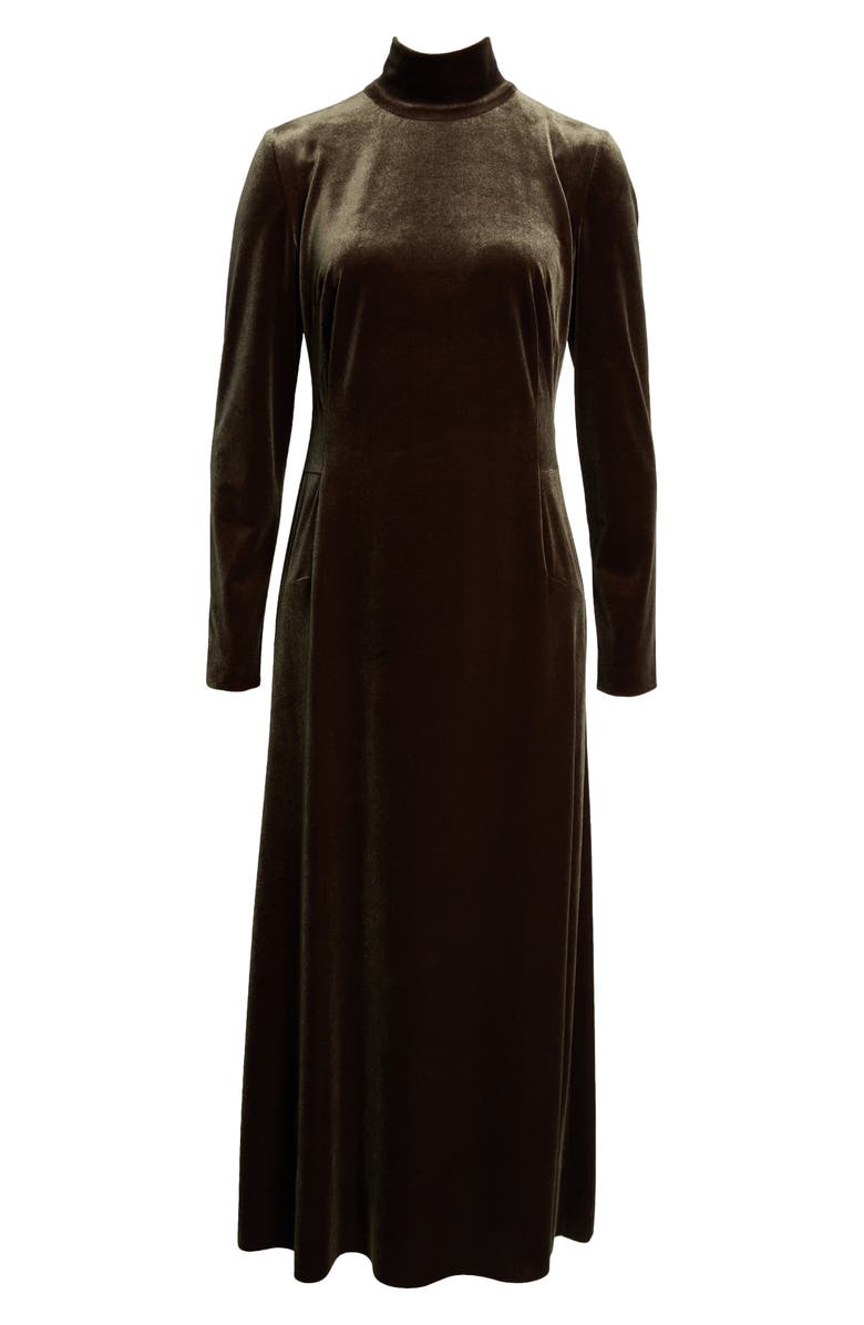 Akris Mock Neck Long Sleeve Fluid Stretch Velvet Gown, Alternate, color, 054 Moss