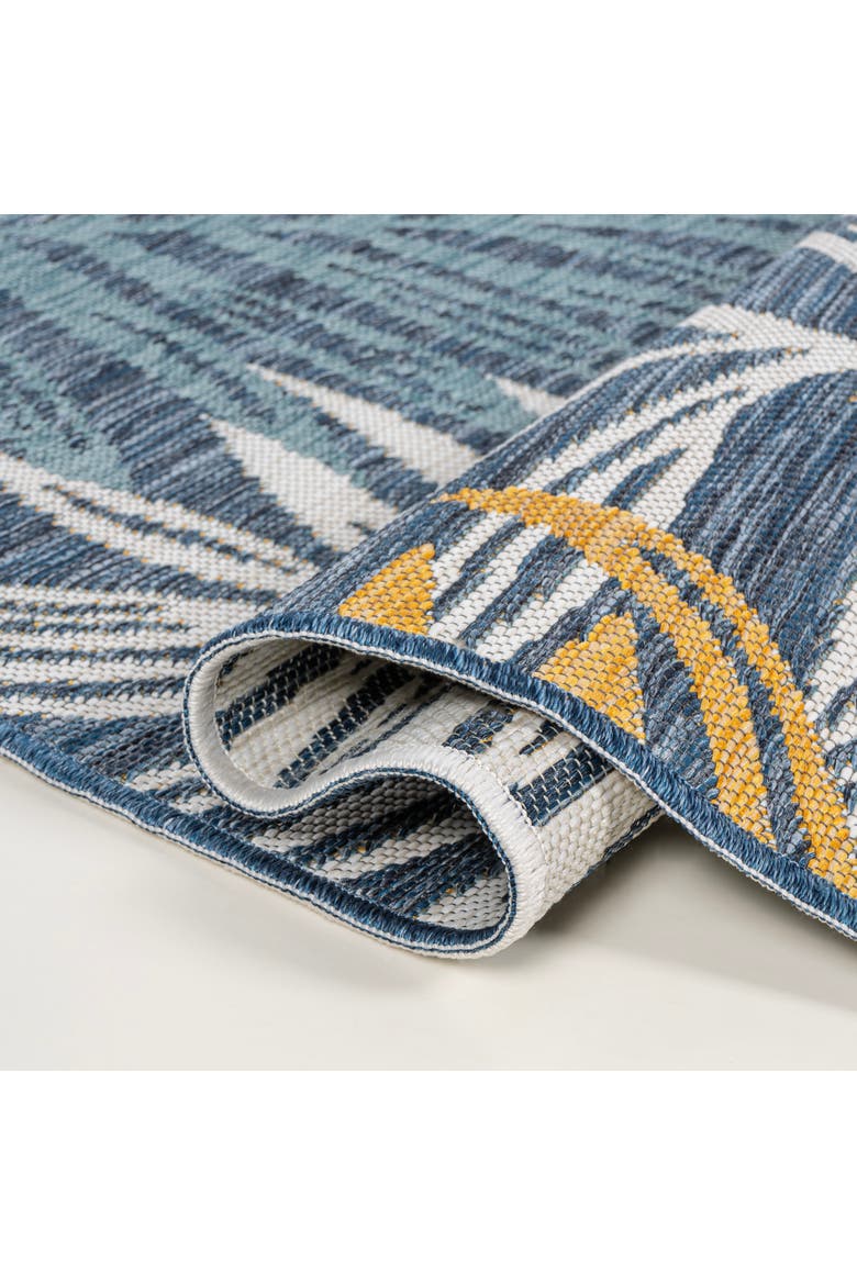 Calypso Coastal Casual Palm Frond Reversible Machine-Washable Indoor/Outdoor Area Rug, Alternate, color, Cream/Navy