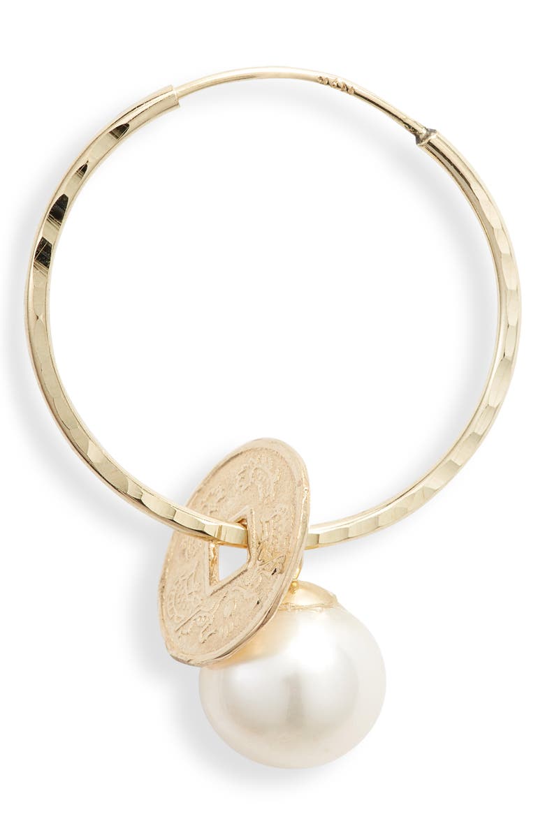 Loren Stewart Coin & Pearl Endless Hoop Earrings, Alternate, color,