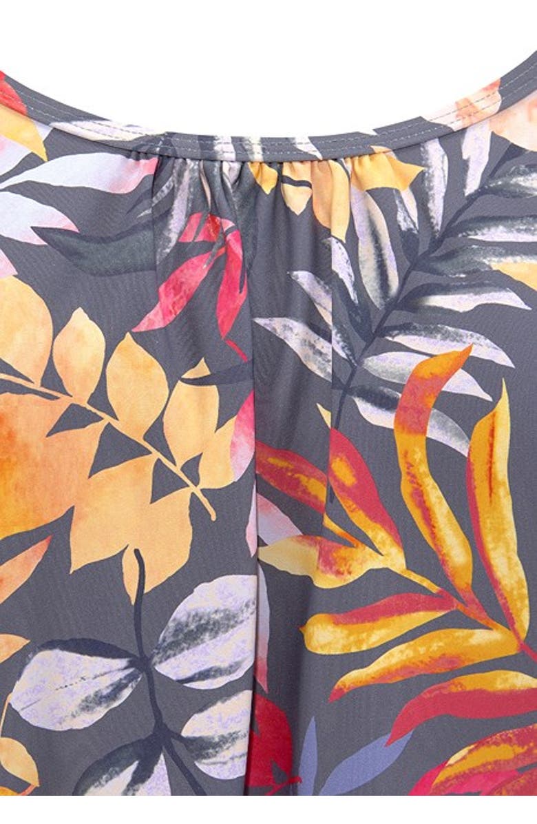 LASCANA Women's Tropical Print Loose Tankini Top, Alternate, color, Grey Printed