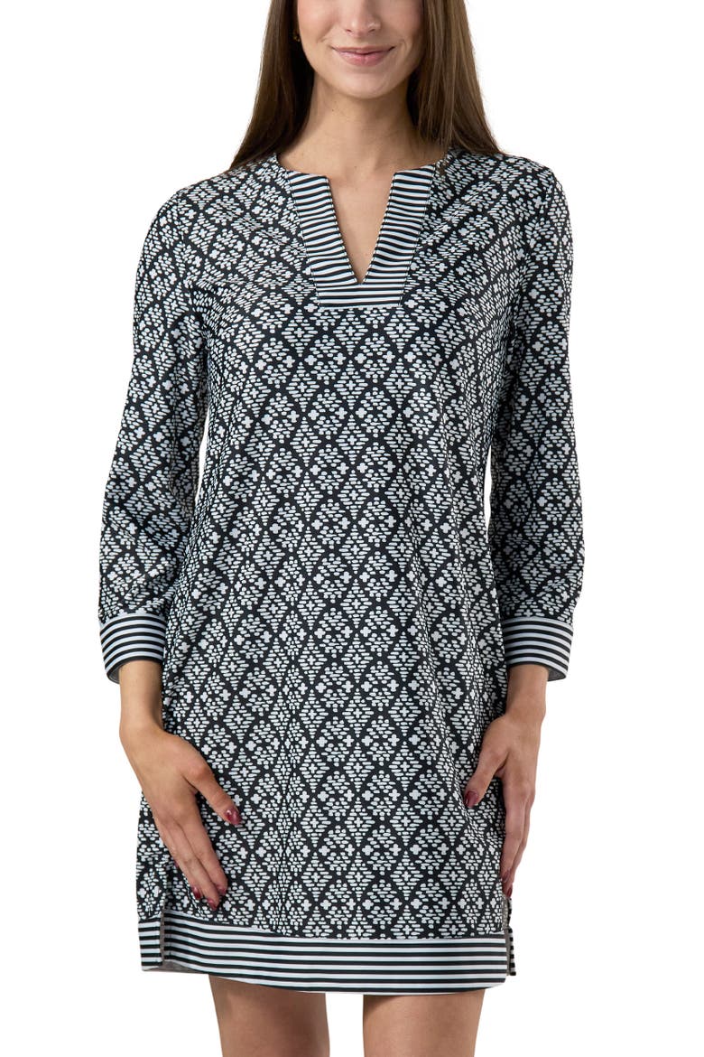 Island UPF Tunic Dress, Main, color, Black Mosaic