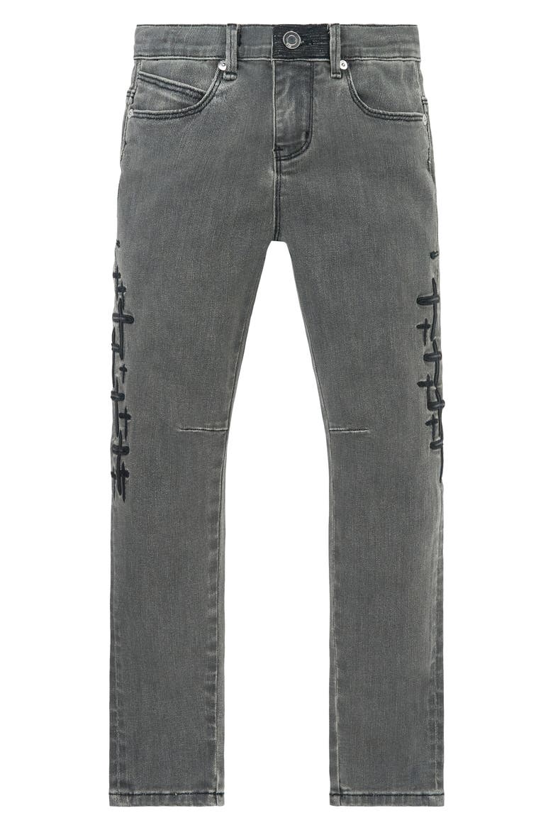 Kids' Benson Skinny Jeans, Main, color, CLOUDED MIST CROSS PATCH