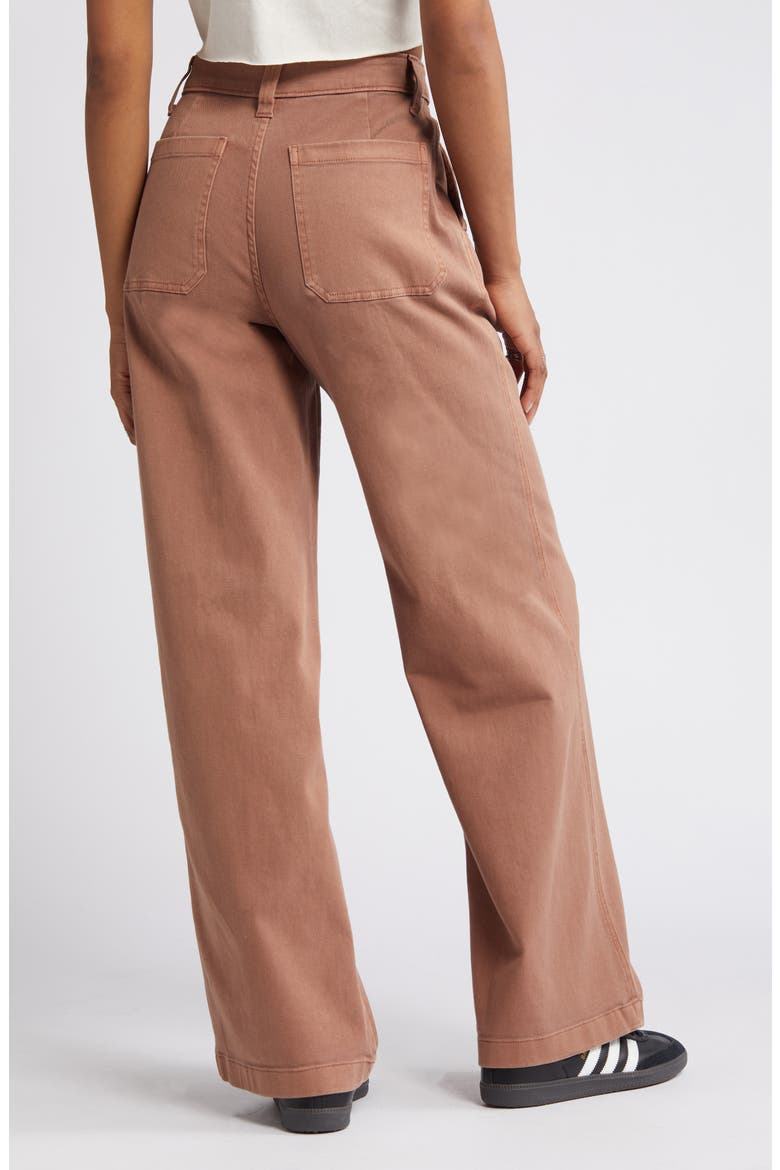 High Waist Wide Leg Twill Pants, Alternate, color, BROWN TOPAZ
