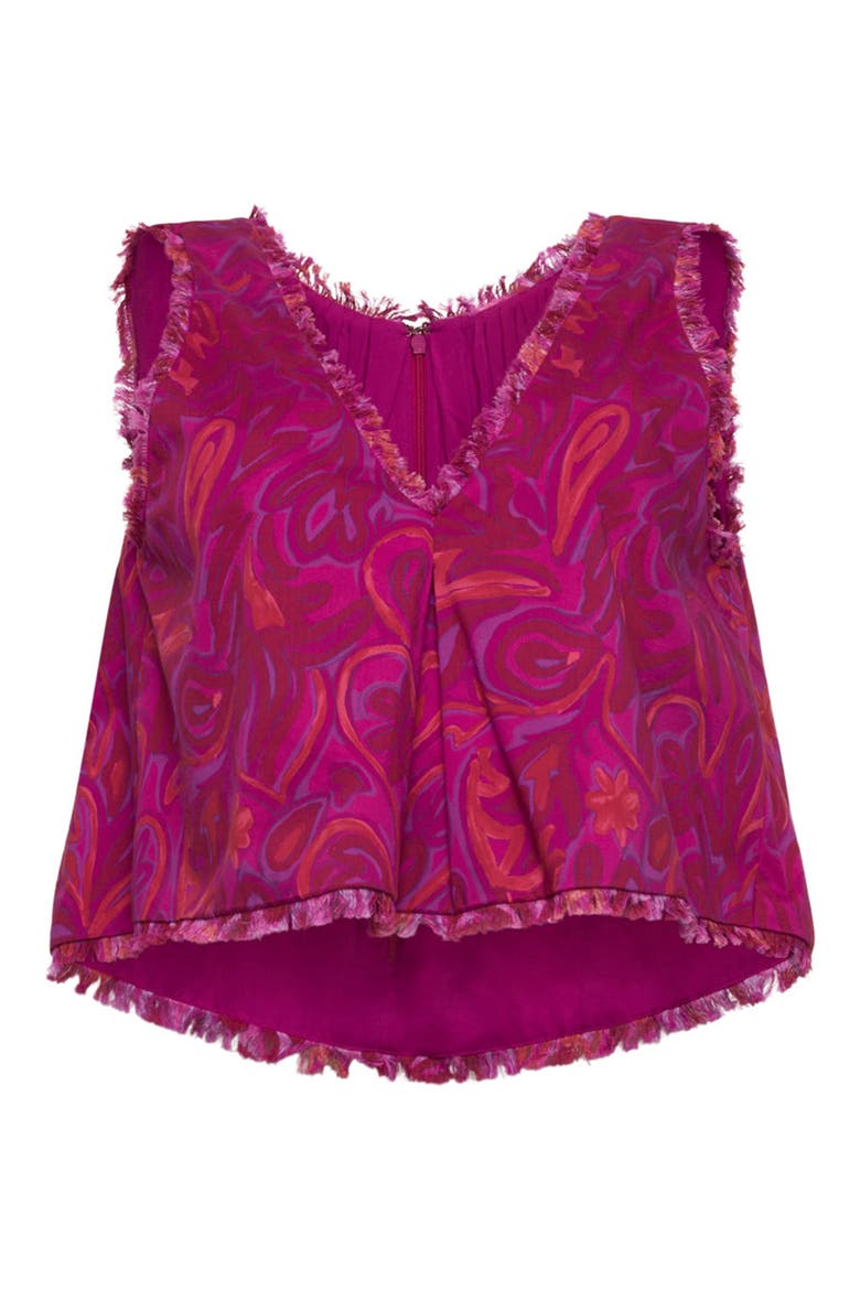 Ibbie Paisley Bloom Cotton Blend Top, Alternate, color, PURPLE GARNET MULTI