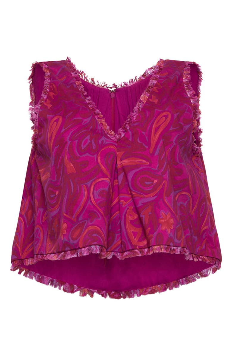 Cinq à Sept Ibbie Paisley Bloom Cotton Blend Top, Alternate, color, Purple Garnet Multi