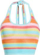 Kulani Kinis Stripe Knit Halter Crop Tank
