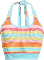 Kulani Kinis Stripe Knit Halter Crop Tank