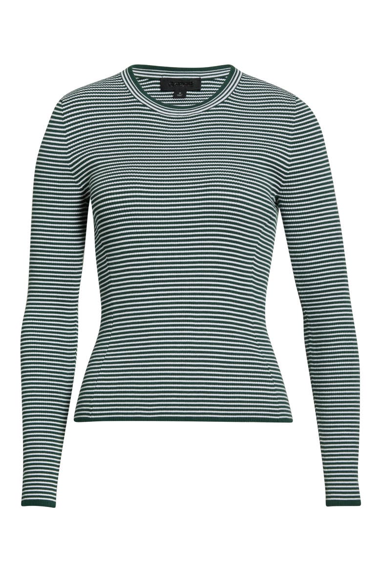 Ribbed Stripe Long Sleeve Top, Alternate, color, PINE/ SNOW